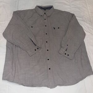 U.S. Polo Assn. Men's Gray Heather Long Sleeve Button-Down Shirt 3XL